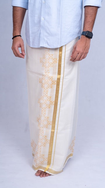 Chiku Kolam - Gold Border - 8 Muzham - Double