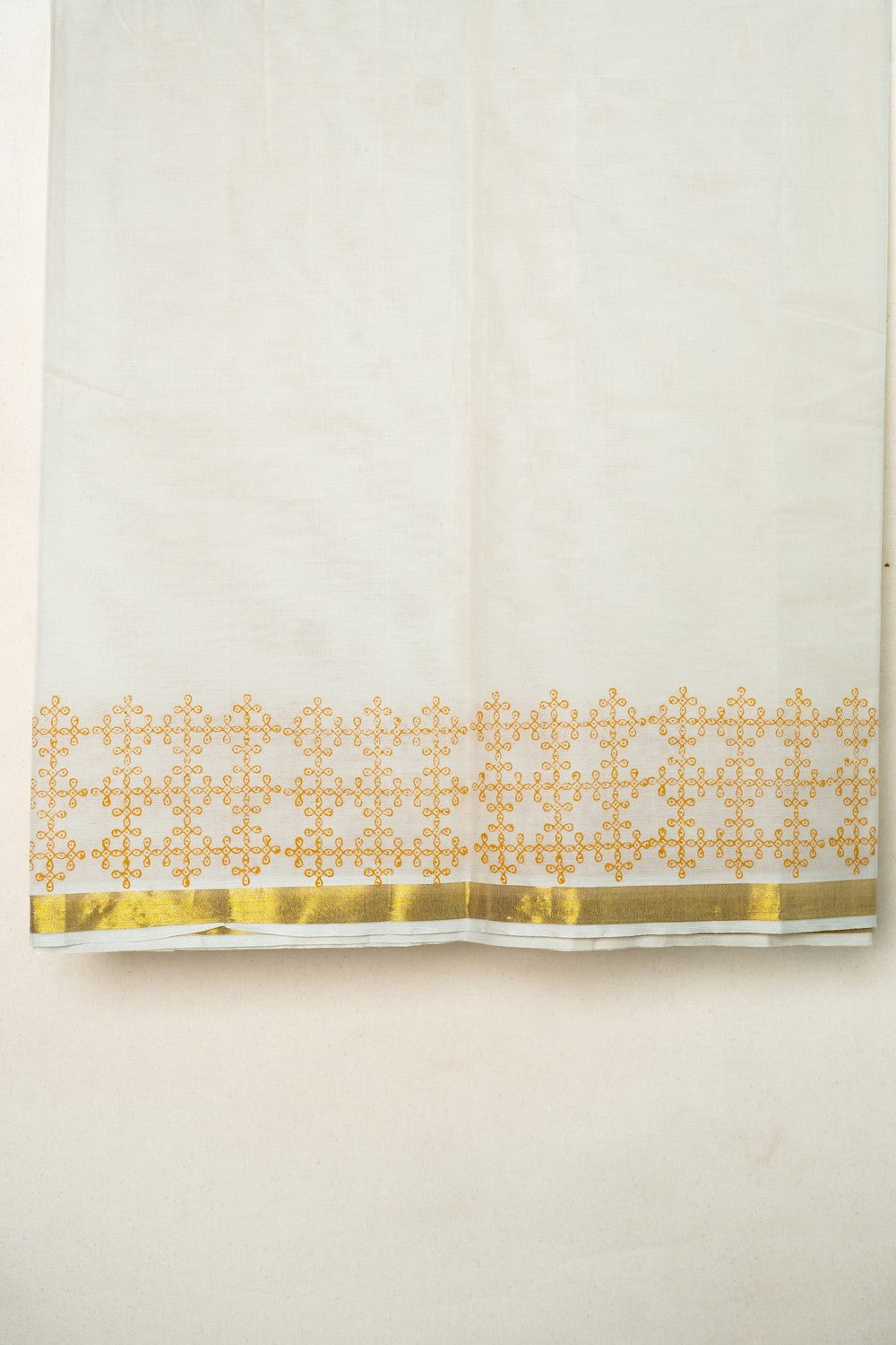 Double layer Veshti for Men | Chiku Kolam in Gold