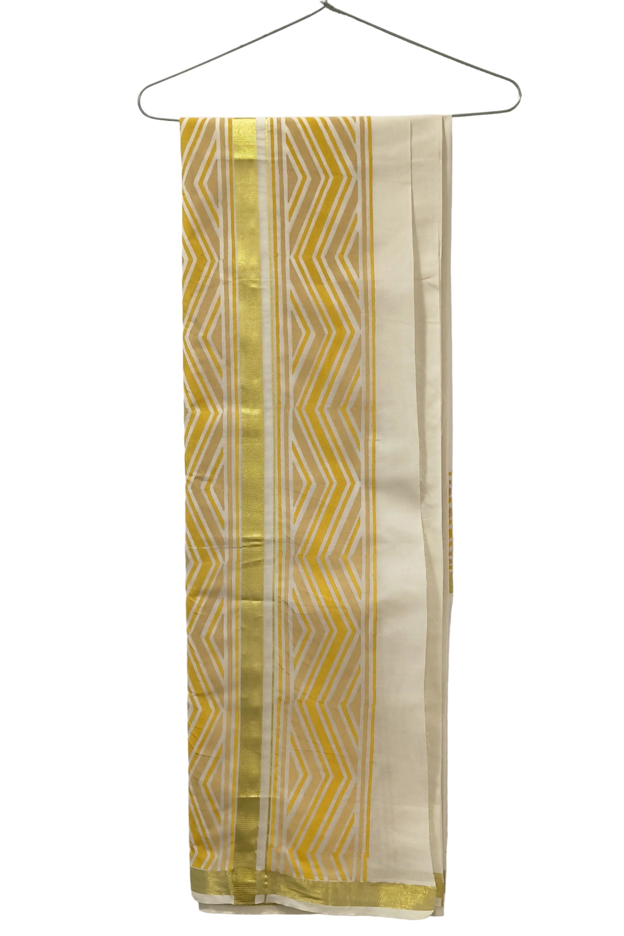 Double layer Veshti for Men | Herringbone in Gold