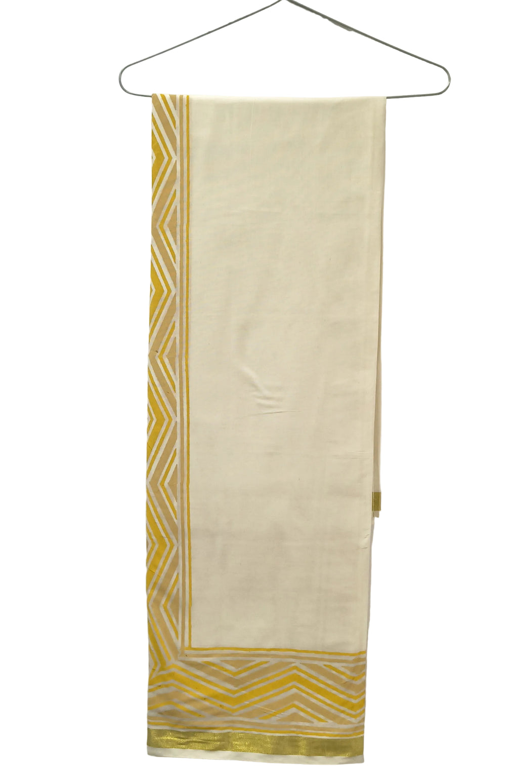 Double layer Veshti for Men | Herringbone in Gold