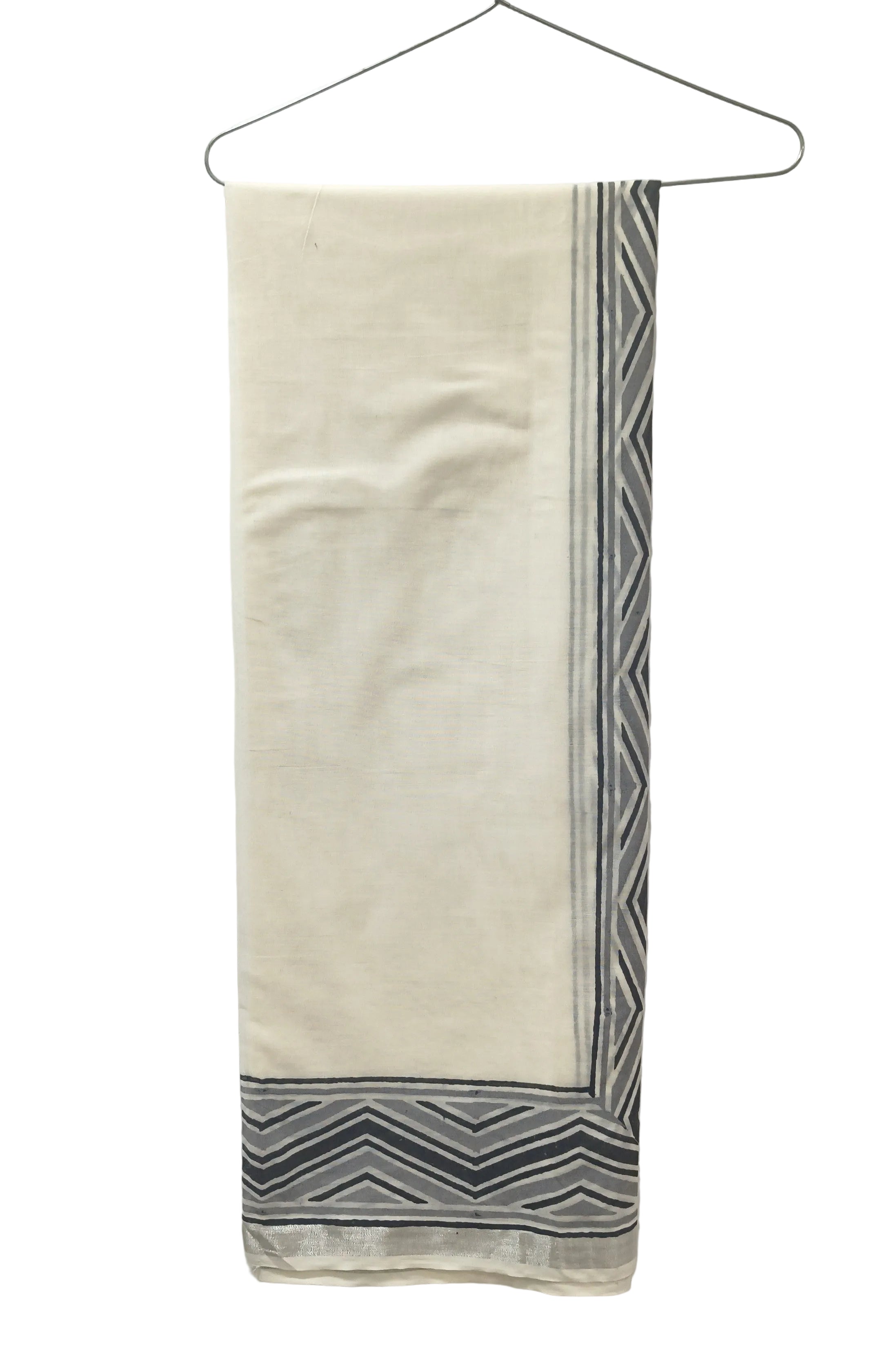 Double layer Veshti for Men | Herringbone in Silver