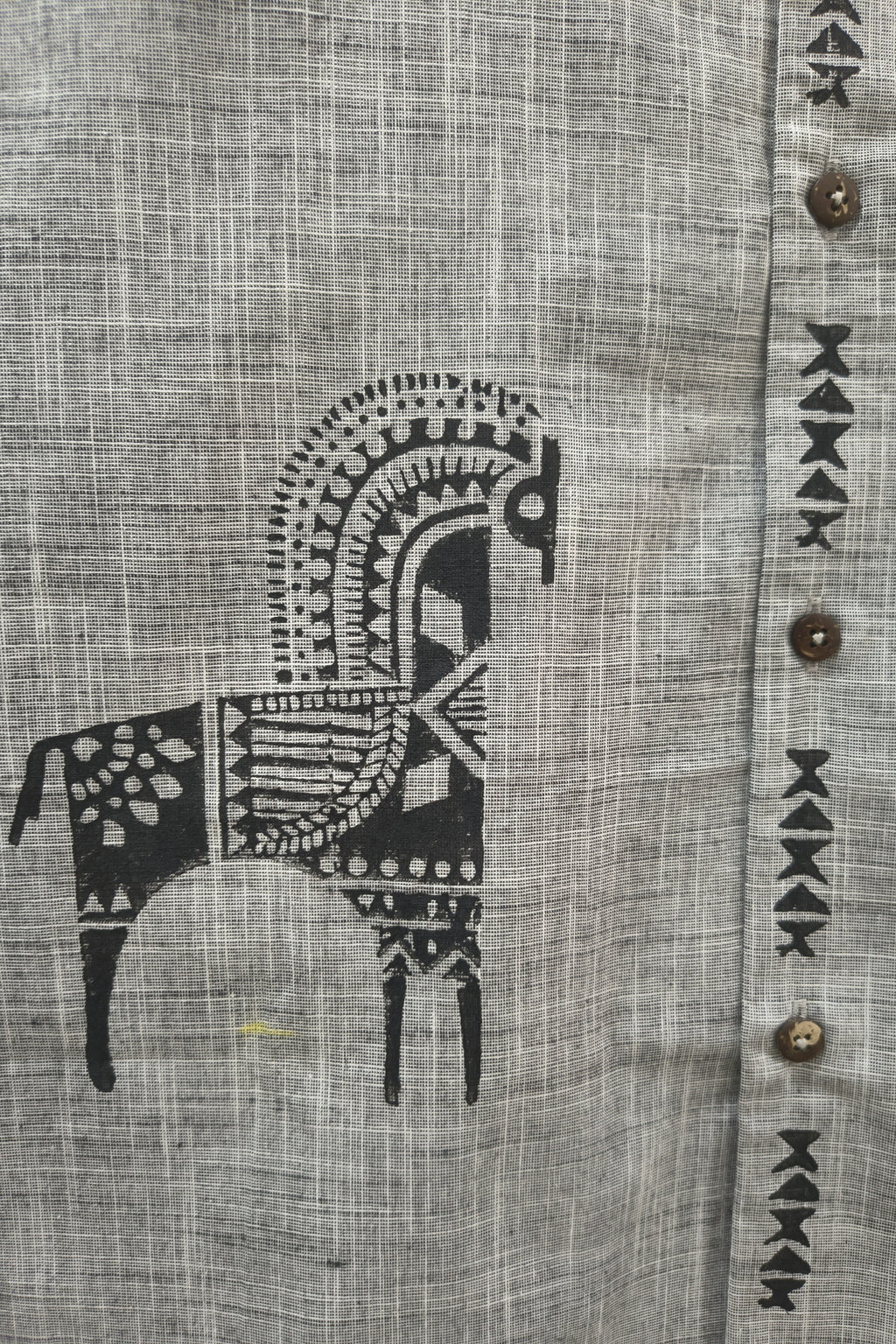 Block Printed Cotton Shirt | Granite