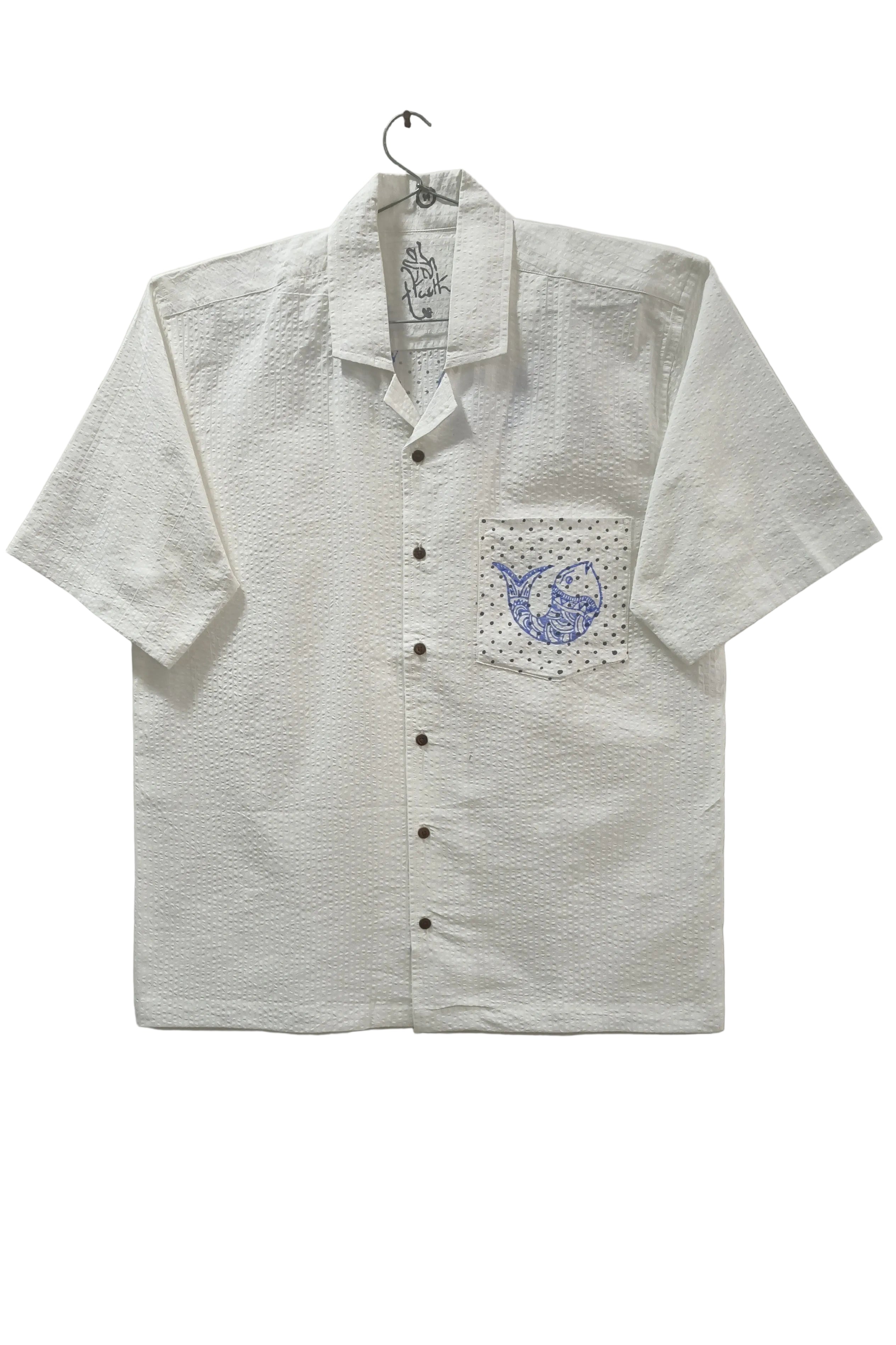 Block Printed Cotton Shirt | Cobalt