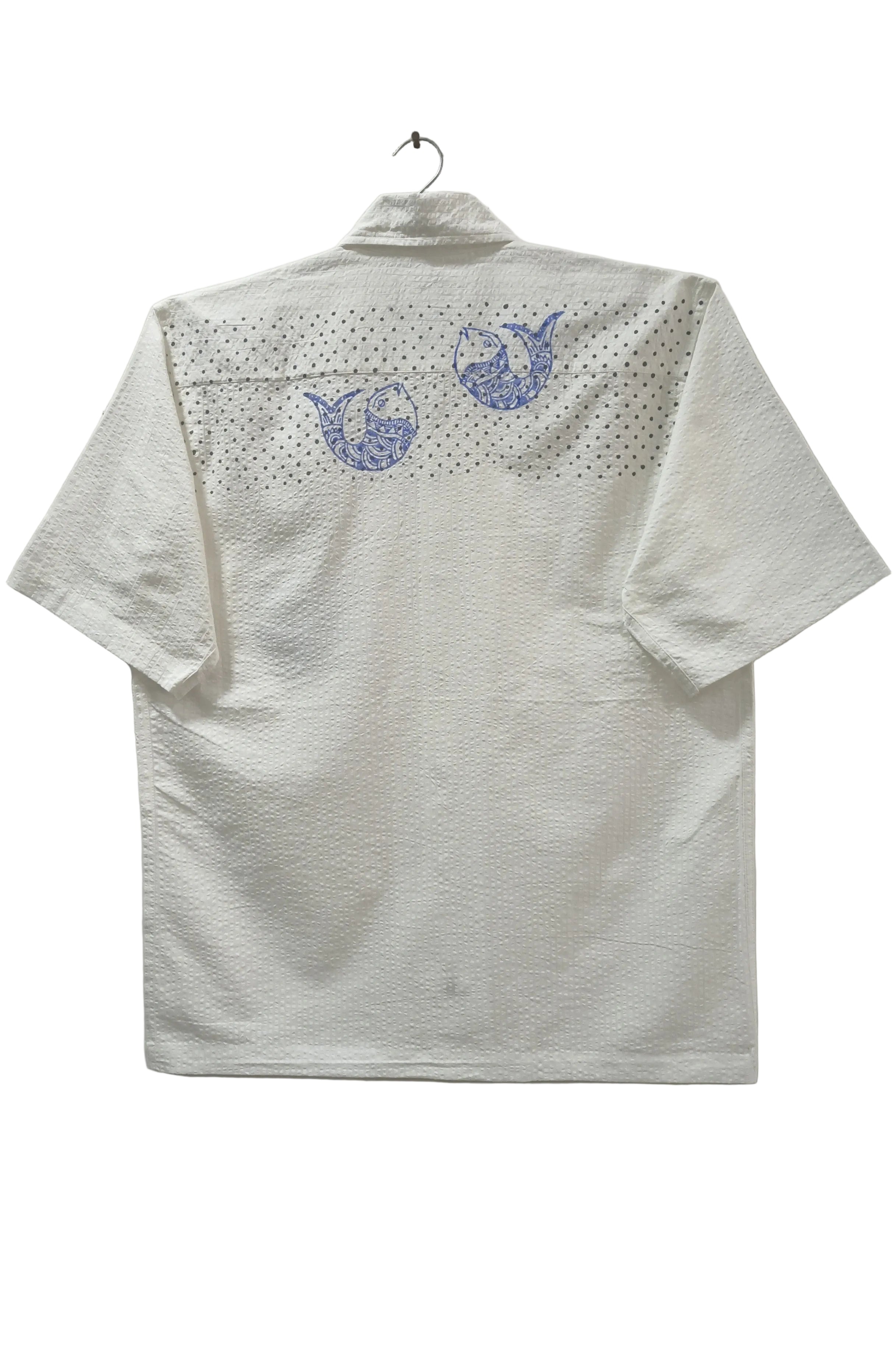 Block Printed Cotton Shirt | Cobalt