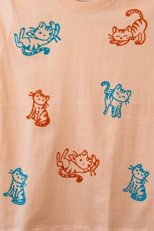 Kids Cotton Tee | Mini Meow
